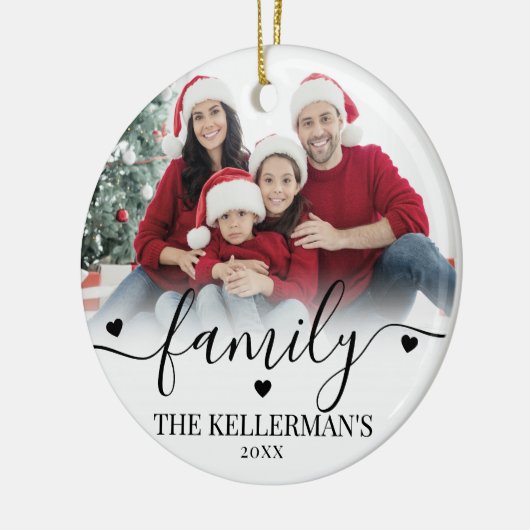 Custom Double Sided Family Two Photo Christmas Keramisch Ornament (Links)