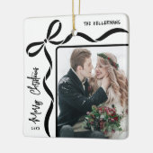 Custom Double Sided Family Two Photo Christmas Keramisch Ornament (Links)