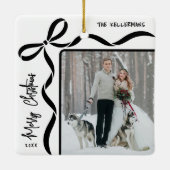 Custom Double Sided Family Two Photo Christmas Keramisch Ornament (Achterkant)