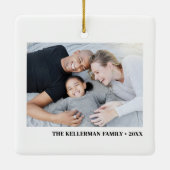 Custom Double Sided Family Two Photo Christmas Keramisch Ornament (Achterkant)