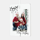 Custom Double Sided Family Two Photo Christmas Metalen Ornament (Voorkant links)