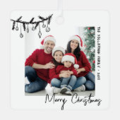 Custom Double Sided Family Two Photo Christmas Metalen Ornament (Voorkant)