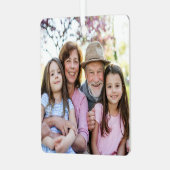 Custom Double Sided Family Two Photo Christmas Metalen Ornament (Voorkant links)