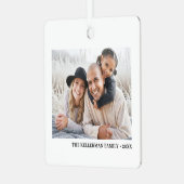 Custom Double Sided Family Two Photo Christmas Metalen Ornament (Voorkant links)