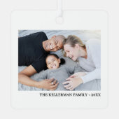 Custom Double Sided Family Two Photo Christmas Metalen Ornament (Achterkant)