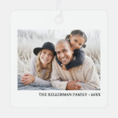 Custom Double Sided Family Two Photo Christmas Metalen Ornament (Voorkant)
