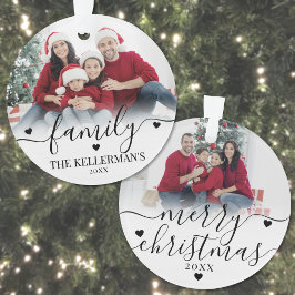 Custom Double Sided Family Two Photo Christmas Ornament