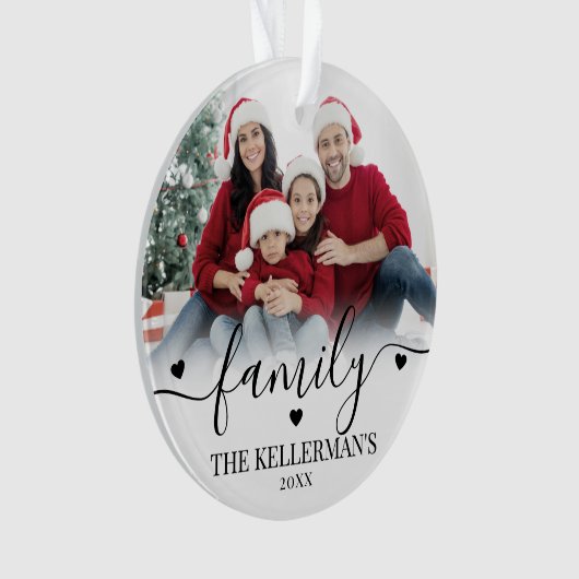 Custom Double Sided Family Two Photo Christmas Ornament (voorkant)