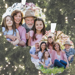 Custom Double Sided Family Two Photo Christmas Ornament Kaart