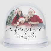 Custom Double Sided Family Two Photo Christmas Sneeuwbol (Voorkant)