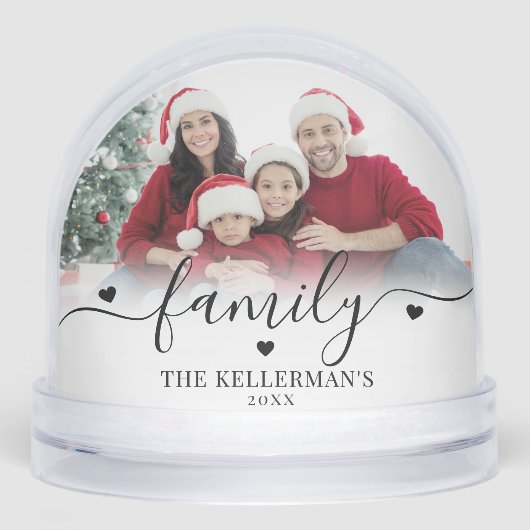 Custom Double Sided Family Two Photo Christmas Sneeuwbol (Voorkant)