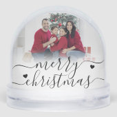 Custom Double Sided Family Two Photo Christmas Sneeuwbol (Achterkant)