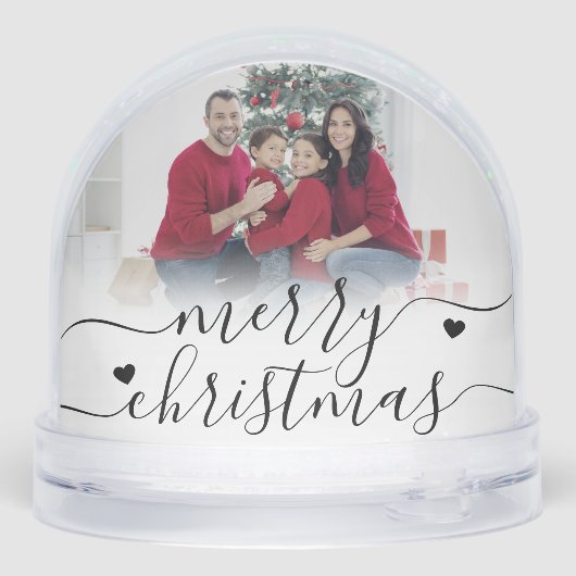 Custom Double Sided Family Two Photo Christmas Sneeuwbol (Achterkant)