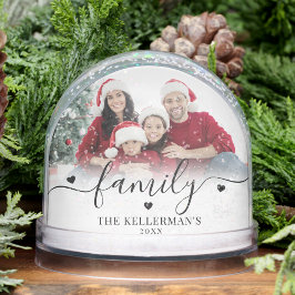Custom Double Sided Family Two Photo Christmas Sneeuwbol