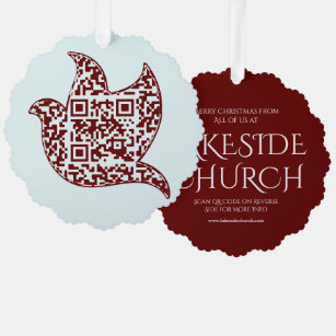 Custom Dove Sign Church   QR-code Ornament Kaart