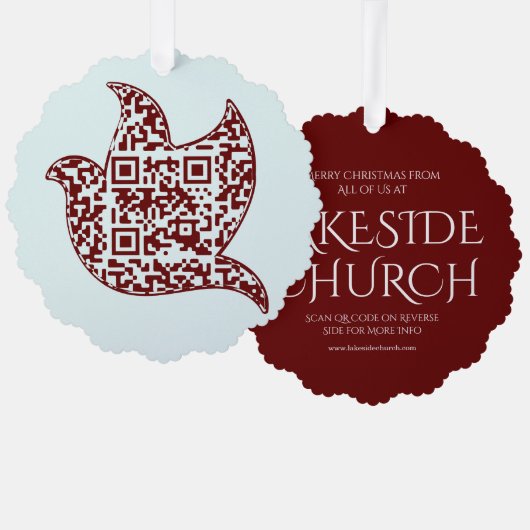 Custom Dove Sign Church | QR-code Ornament Kaart (Voorkant / Achterkant)