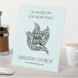 Custom Dove Sign Church   QR-code Reclamebord Met Voetstuk