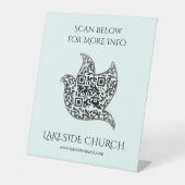 Custom Dove Sign Church | QR-code Reclamebord Met Voetstuk (Voorkant)