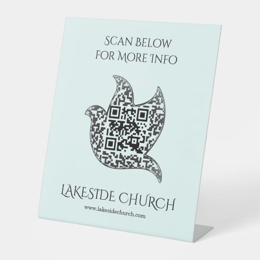 Custom Dove Sign Church | QR-code Reclamebord Met Voetstuk (Voorkant)