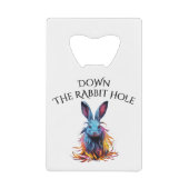 Custom Down the Rabbit Hole Blue Bunny Creditkaart Flessenopener (Voorkant)
