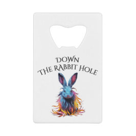 Custom Down the Rabbit Hole Blue Bunny Creditkaart Flessenopener
