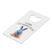 Custom Down the Rabbit Hole Blue Bunny Creditkaart Flessenopener (Voorkant Gekanteld)