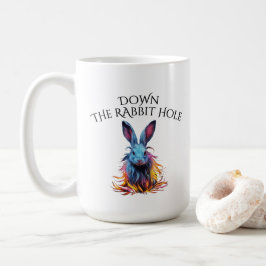 Custom Down the Rabbit Hole Blue Bunny Koffiemok