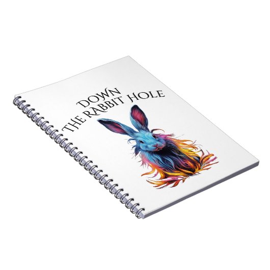 Custom Down the Rabbit Hole Blue Bunny Notitieboek (Rechterzijde)