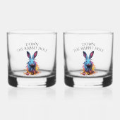 Custom Down the Rabbit Hole Blue Bunny Whisky Glas (Voorkant)