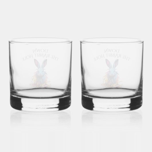 Custom Down the Rabbit Hole Blue Bunny Whisky Glas (Achterkant)