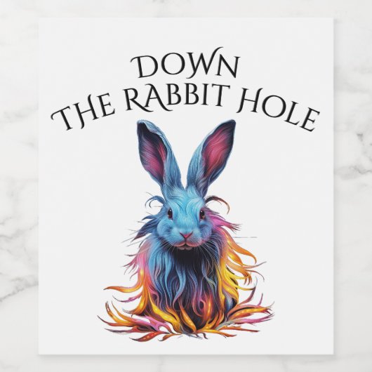 Custom Down the Rabbit Hole Blue Bunny Wijn Etiket (Enkel label)