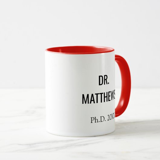 Custom Dr PhD Graduation Gift Mug Mok (Voorkant rechts)