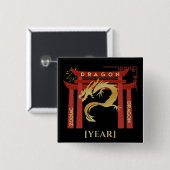 Custom Dragon Year Pin | Pin Dragón Personalizable Vierkante Button 5,1 Cm (Voorkant /achterkant)
