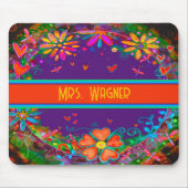 Custom Dragonflies Bloemen Harten Paarse Mousepad Muismat (Voorkant)