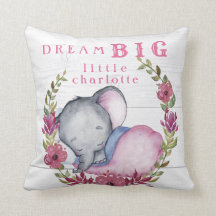 Custom Dream Big Little One Elephants Cute Pink