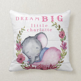 Custom Dream Big Little One Elephants Cute Pink Kussen