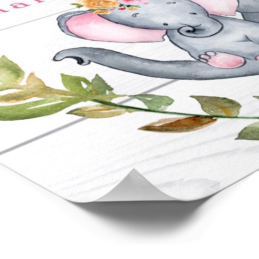Custom Dream Big Little One Elephants Cute Pink Poster (Hoek)