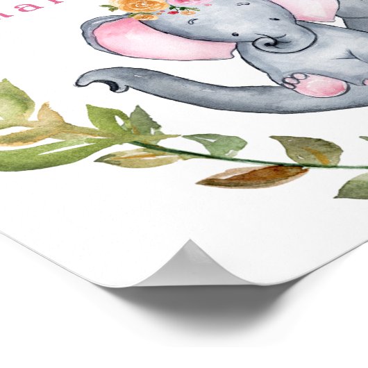 Custom Dream Big Little One Elephants Cute Pink Poster (Hoek)