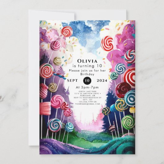 Custom Dreamy Candyland Verjaardag Kaart (Voorkant)