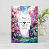 Custom Dreamy Candyland Verjaardag Kaart (Staand voorkant)