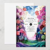 Custom Dreamy Candyland Verjaardag Kaart (Voorkant / Achterkant)