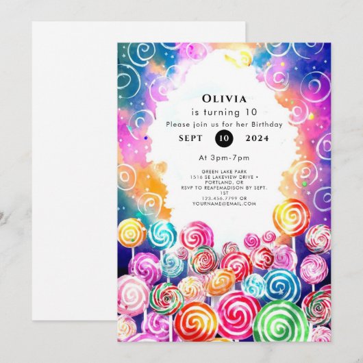 Custom Dreamy Candyland Verjaardag Kaart (Voorkant / Achterkant)