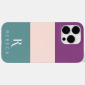 Custom Drie Kleur Blok Blush Roze Blauwgroen Paars Case-Mate iPhone Case (Achterkant (horizontaal))