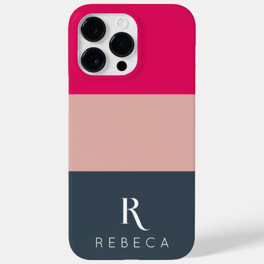 Custom Drie Kleur Blok Blush Roze Framboos Grijs Case-Mate iPhone Case (Achterkant)