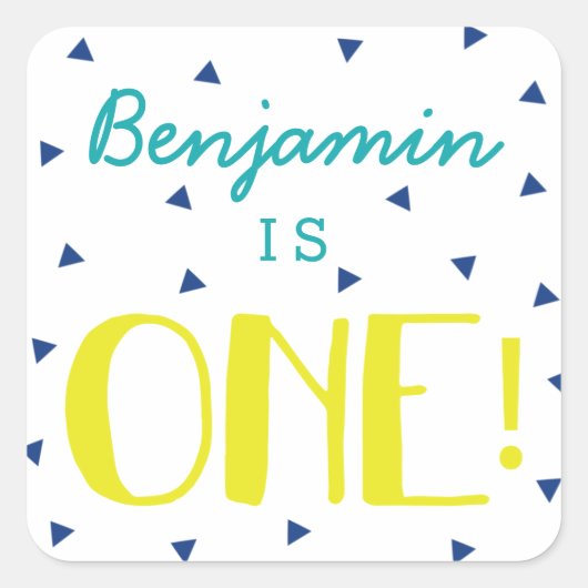 Custom Driehoek Confetti 1e Verjaardag Stickers (Voorkant)