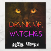 Custom DRINK UP WITCHES Black Cat Funny Gift Cool Wijn Etiket (Enkel label)