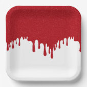 Custom Drip Effect Party Plate (Tomato Red/White) Papieren Bordje (Voorkant)