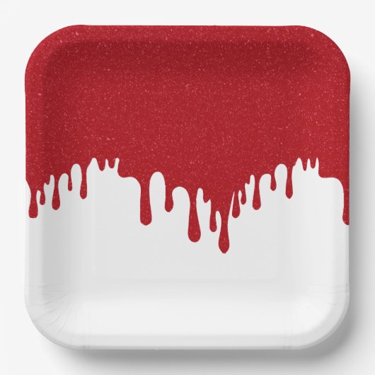 Custom Drip Effect Party Plate (Tomato Red/White) Papieren Bordje (Voorkant)
