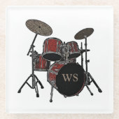 Custom Drummer Rock & Roll Musician Keepomwille Gi Glazen Onderzetter (Voorkant)