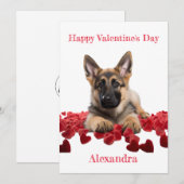 Custom Duitse herder fluweel harten Valentijn Feestdagenkaart (Voorkant / Achterkant)